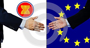 A business man shake each other hand, AEC and EU
