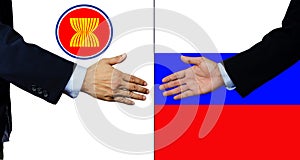 A business man shake each other hand, AEC and Russia