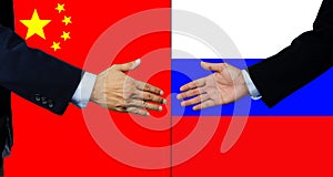 A business man shake each other hand, China and Russia