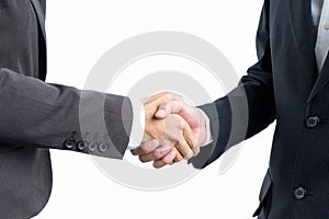 Business man shaking hand on isolated white