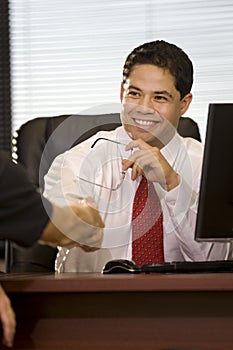 Business Man Shaking Hands with Co-worker