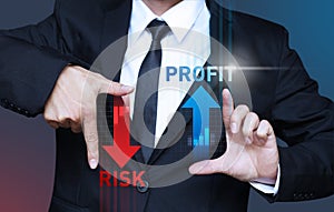 business man show increase profit and decrease risk of investment photo