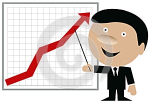 Business man showing chart with arrow going up