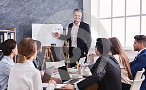 Business man showing diagram during the presentation