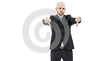 Business man showing thumbs down