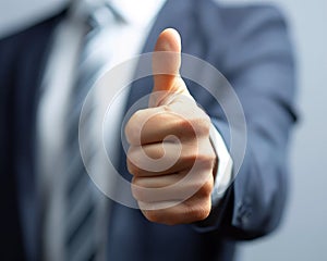 Business man shows approval with an ok hand gesture giving a positive signal for success and agreement in a professional setting,