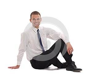 Business man sitting on the floor