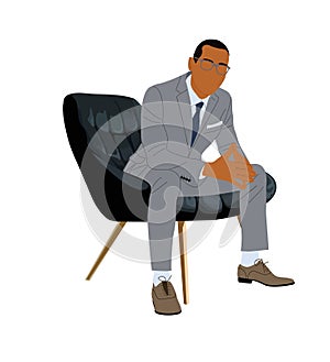 Business man sitting at office armchair vector.