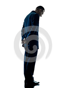 Business man standing sadness silhouette isolated