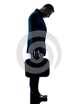 Business man standing sadness silhouette isolated