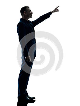 Business man standing silhouette isolated