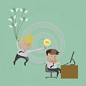 Business man stealing idea