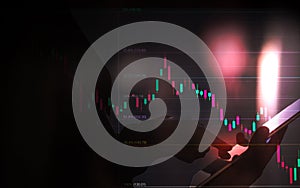 business man or stock trader analyzing stock graph chart by fibonacci indicator