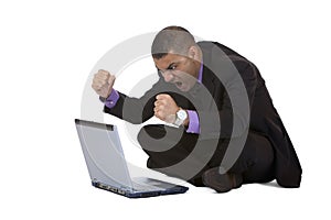 Business man stressed because of computer crash