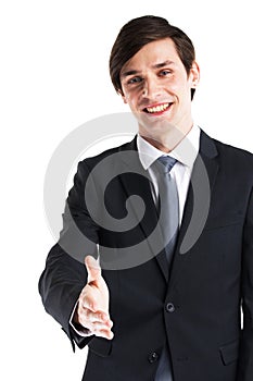 Business man stretching hand for shaking