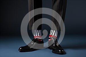 Business man with striped socks. Generative AI
