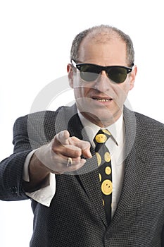 Business man sunglasses portrait angry tough