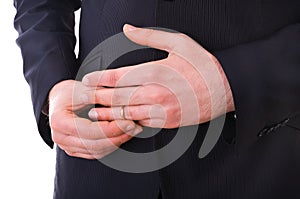 Businessman taking off his wedding ring.