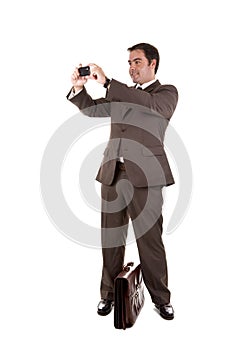 Business man taking a photo