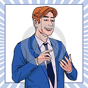 Business man Talk about meetings Listen carefully Illustration vector On pop art comics style