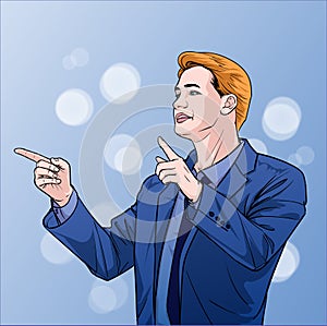 Business man Talk about meetings Listen carefully Illustration vector On pop art comics style background