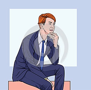 Business man Talk about meetings Listen carefully Illustration vector On pop art comics style background