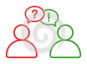 Business man talking with question answer information icon
