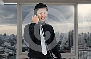 Business man talking telephone