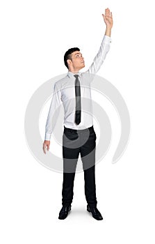 Business man touch something