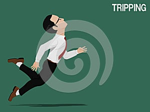 A business man is tripping