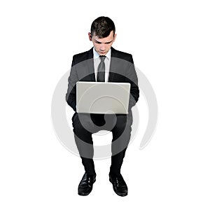 Business man typing laptop