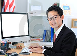 Business man use computer in office .business man working on com