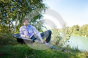 Business man using laptop