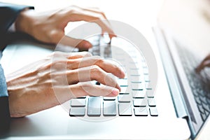 Business man Using Laptop in office