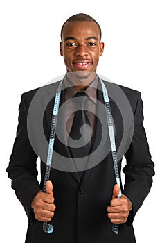 Business man using a measuring tape