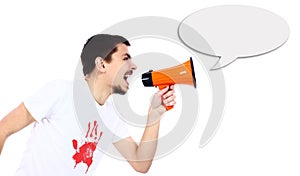 Business man using megaphone