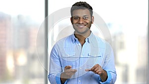 Business man using transparent digital tablet.