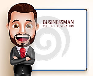 Business Man Vector Character Happy Speaking for Presentation