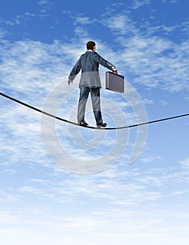 Business man Walking A Tightrope