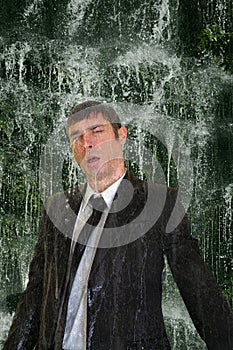 Business man waterfall