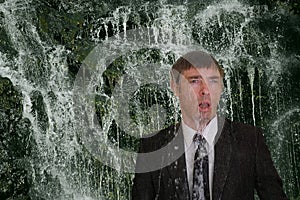 Business man waterfall