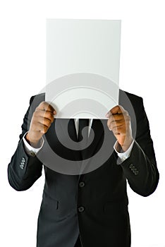 Business Man with White Card