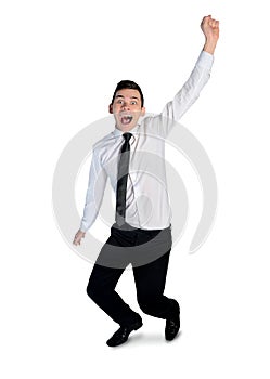 Business man winner hand up