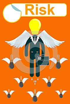 Business Man on a Wire. Risk Management Concept