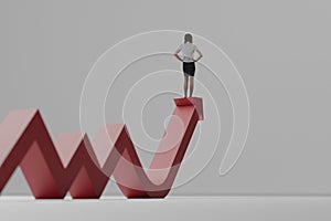 Business man / woman on growth chart with studio background. concept for business leadership with strategic planning and