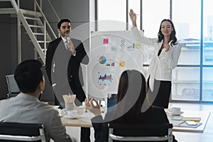 business man and woman presentaion in meeting photo