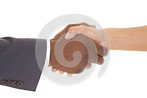 Business man and woman shake just hands