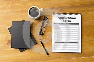 business man working on laptop computer use Online Web Job Application Form moniter photo