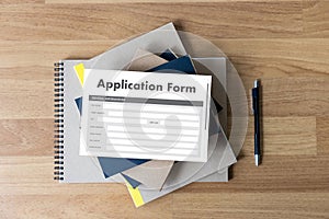 business man working on laptop computer use Online Web Job Application Form moniter photo