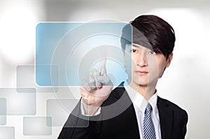 Business man working with virtual screen